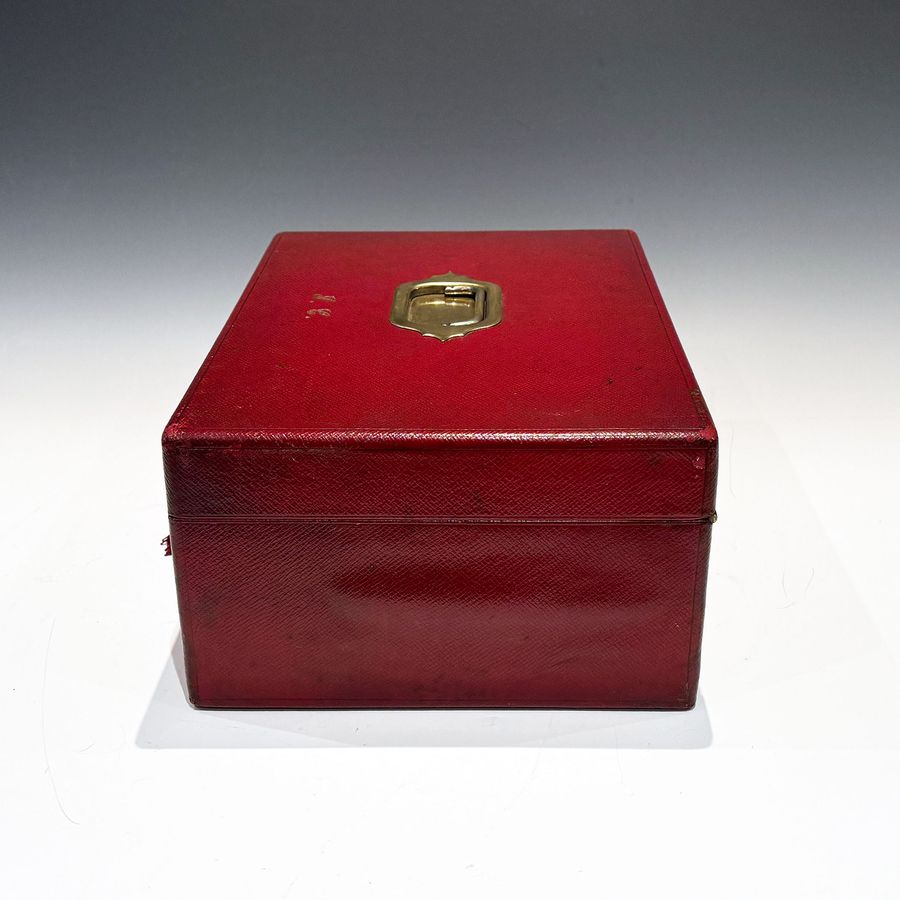 Antique #10219 A 1920’s Red Leather Covered Documents Writing Box