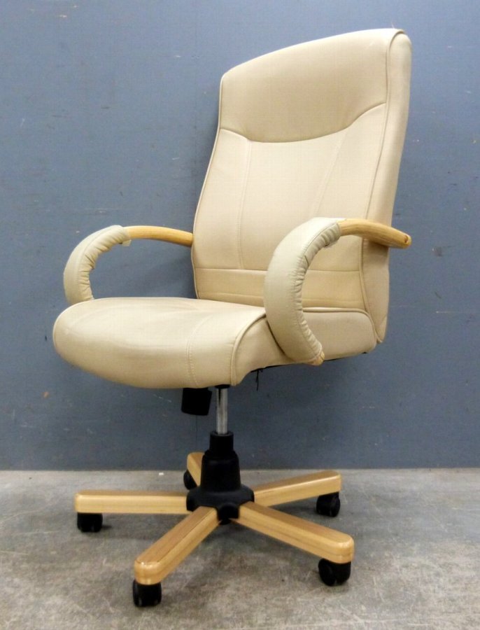 Antique Cream Leather High Back Office Chair Antiques Co Uk