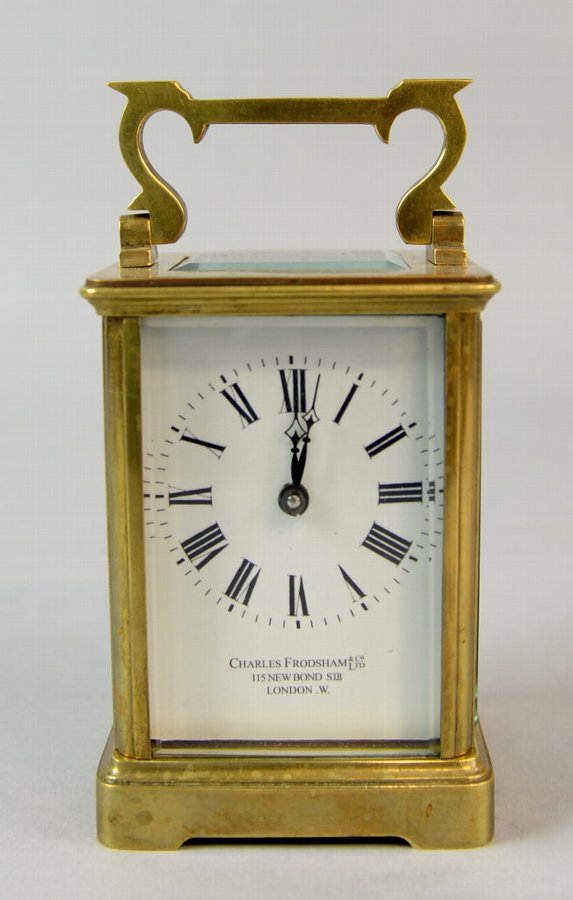 Antique Brass And Glass Carriage Clock By Charles Frodsham, London 