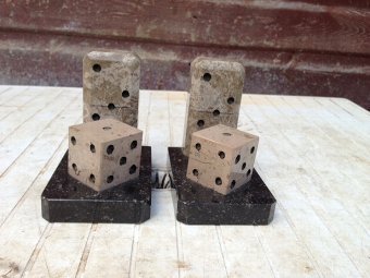 Antique  Art-deco marble dice book ends, 10.5cm high by 11cm width by 8cm depth in excellent condition 