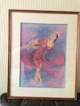 Effortless motion” by Denise, a 20th century pastel on paper of female ballet dancer in movement.