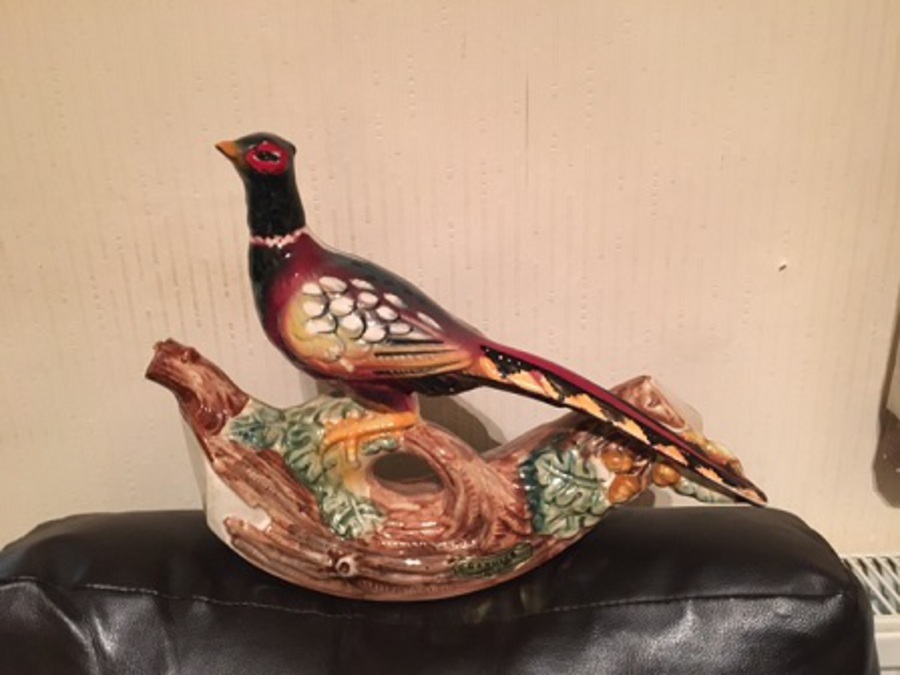 Antique An extremely fine-looking Italian ceramic pheasant shaped liquor dispenser made exclusively for Garnier distillers of France in 1967 as is stamped on base. 