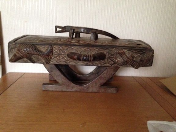 Antique An authentic rare late 19th early 20th century African tribal gambling box, 49cm by 17cm by 24cm 