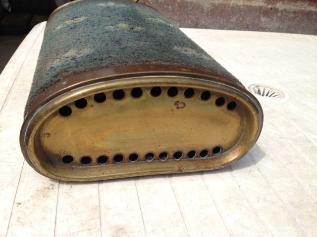 Antique Late 19th early 20th century semi-oval shaped automobile passenger foot warmer.