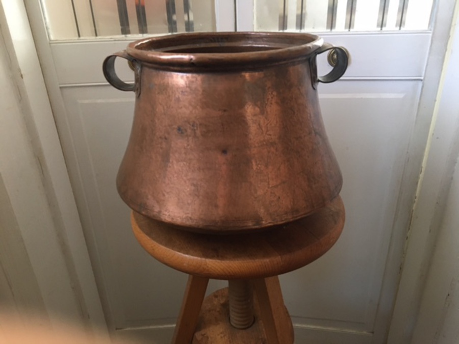 Antique  An attractive and uniquely shaped 19th century copper kitchen utensil unpolished, unspoilt and in original condition. 