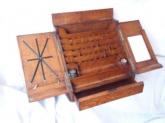Antique Antique Victorian Desktop Oak Stationery Cabinet
