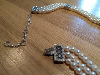 Antique Tiffany & Co Voile 3 Row Pearl and Diamond Necklace/choker in Platinum
