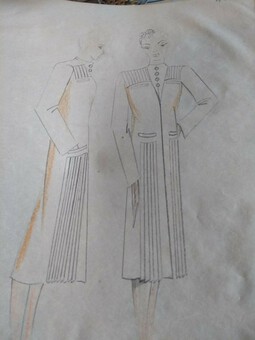 Antique Leo Thissandie Haute Couture Lot of very rare fashion designer drawings c. 1930