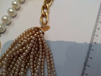 Antique CHANEL - Collectors! Vintage belt with large pearls, Medallion and pearl tassel