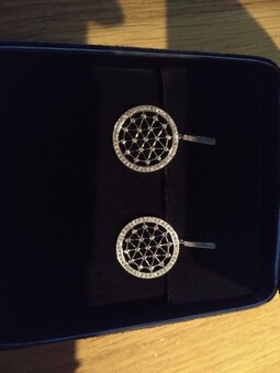 Antique Tiffany & Co Voile - Platinum and diamond dangle earrings, In box, VERY RARE!