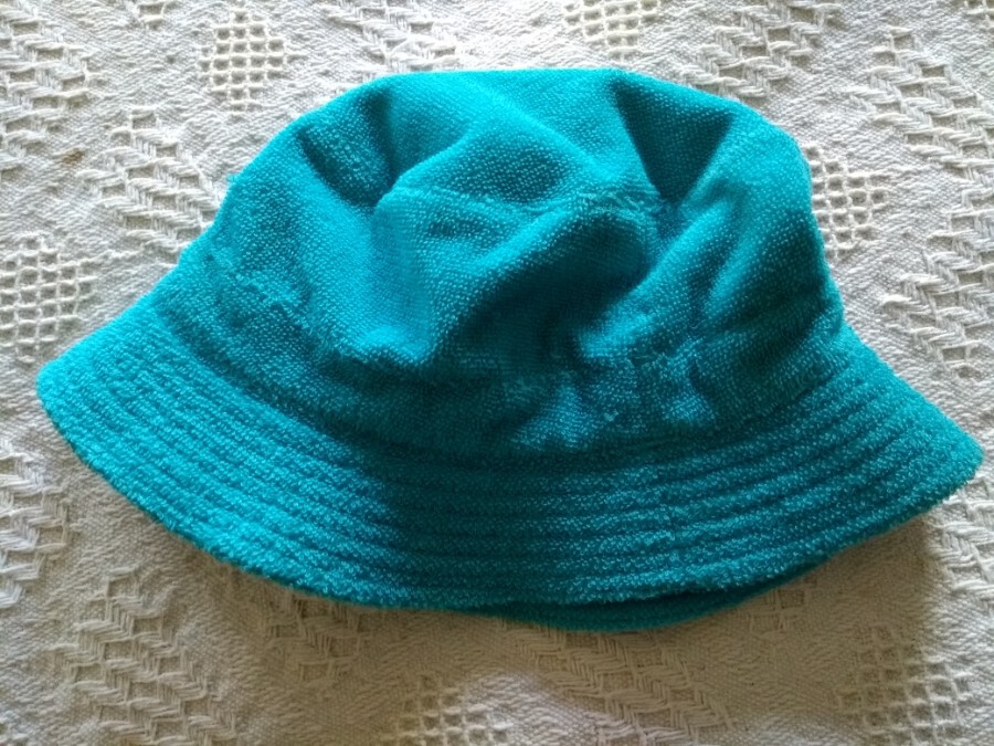 Antique HERMES - Turquoise terry cloth bucket hat, Made in France, Size 56, PERFECT CONDITION!