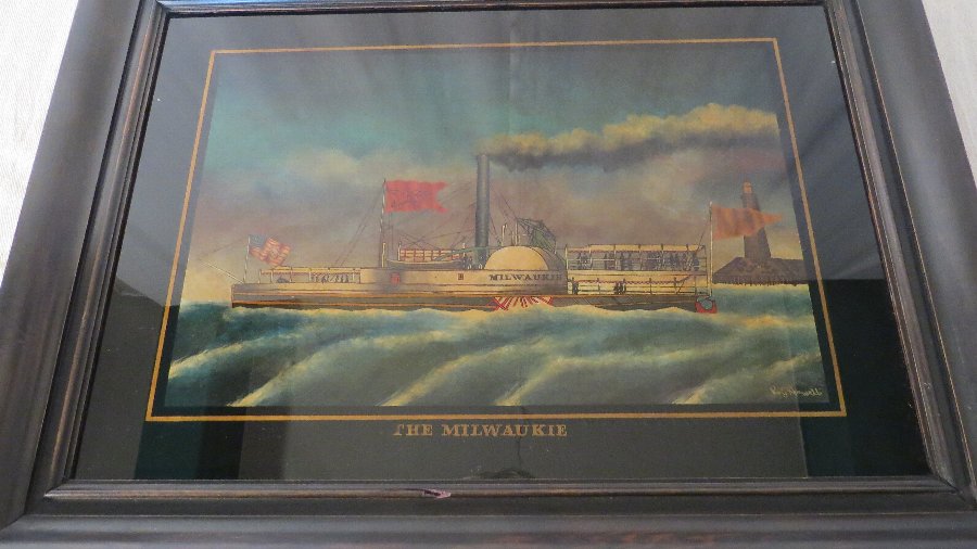 Antique NAUTICAL REVERSE PAINTING ON GLASS ANTIQUES.CO.UK