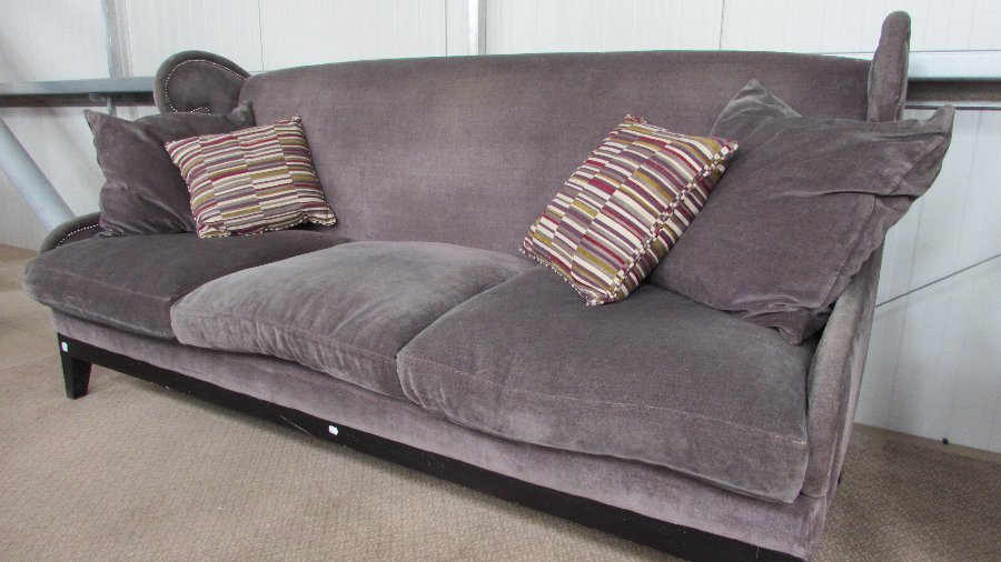 Antique Purple Fabric And Feather 3 Seat Sofa (CODE SOF002)