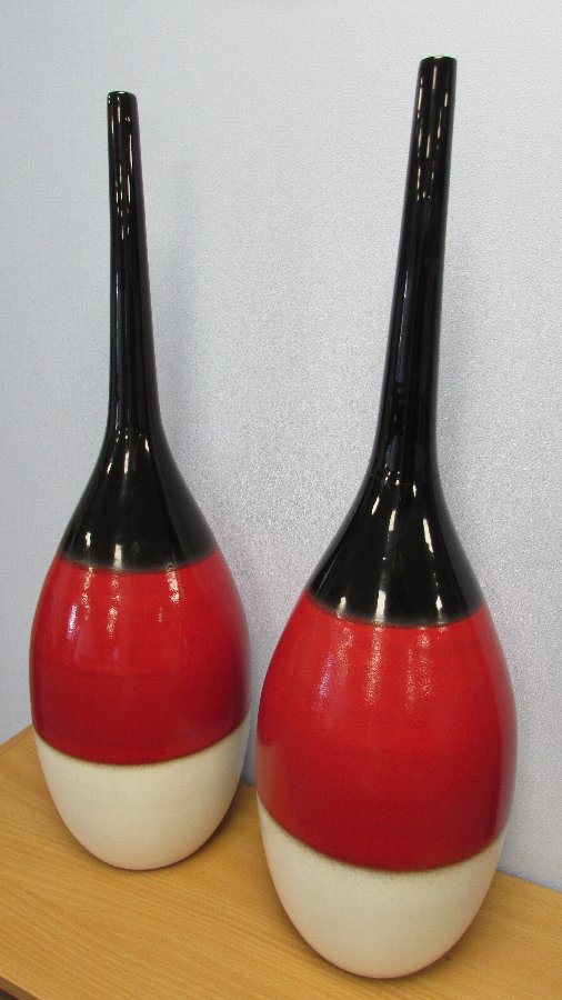 Antique 1970s ceramic vases . Pair