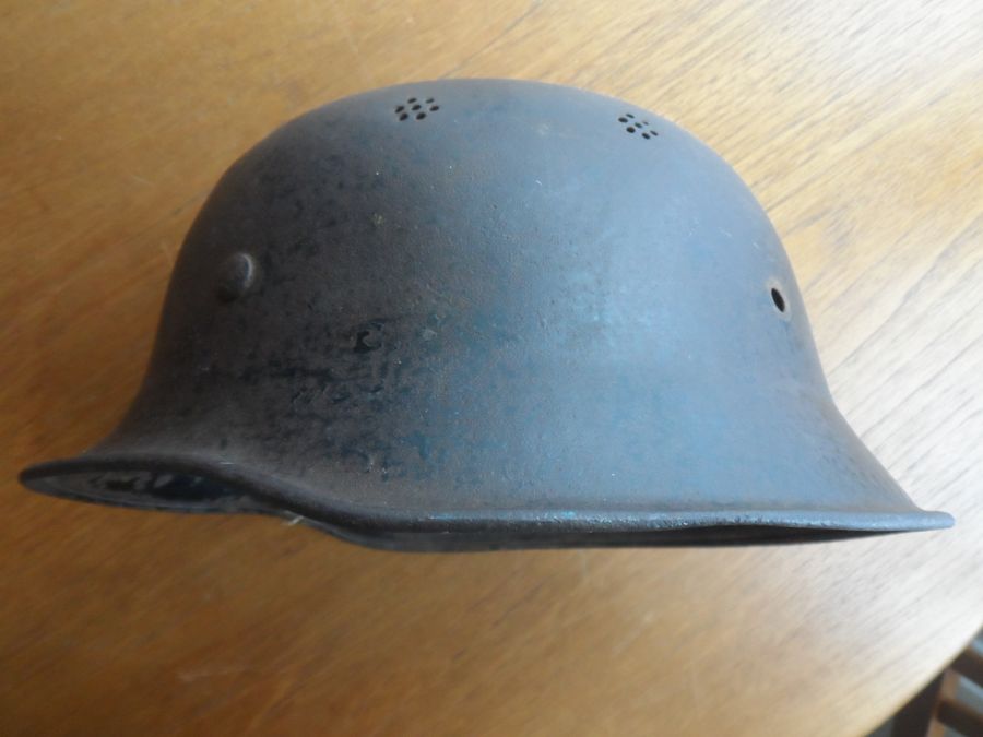 German WW2 M34 Fire/Police Helmet late war variant with flared edge