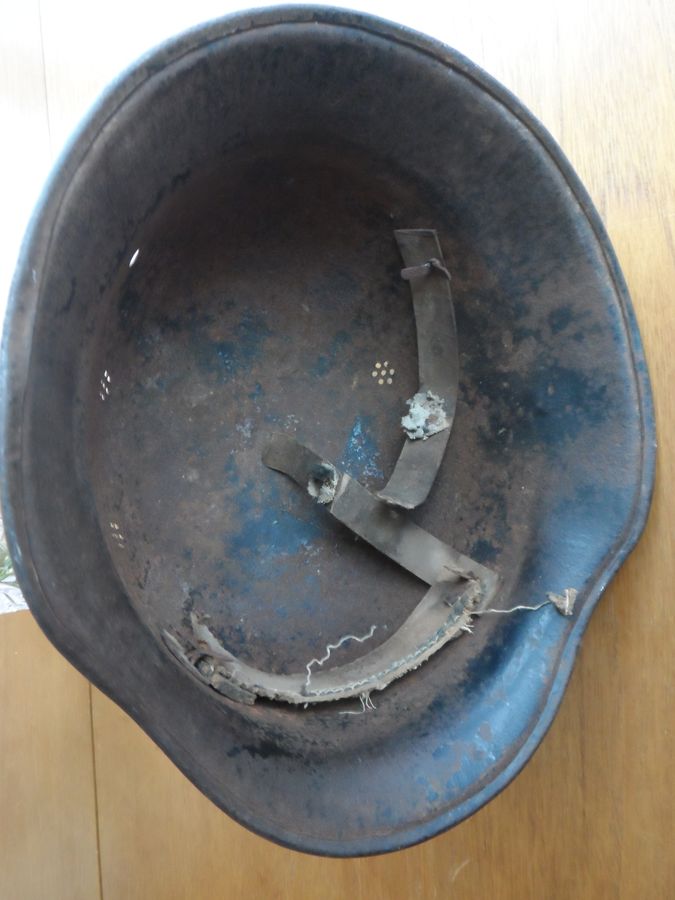 Antique German WW2 M34 Fire/Police Helmet late war variant with flared edge