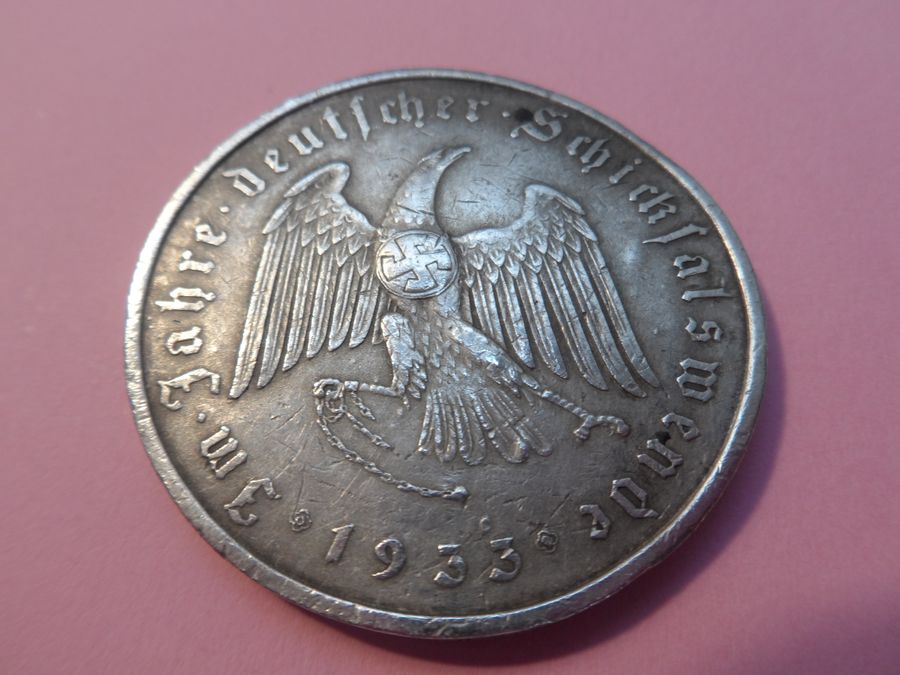 Antique 1933 Im Jahre Deuifcher Schicklalswende Silver Medal