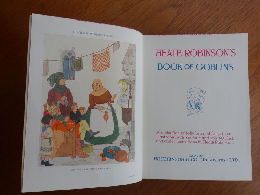 Antique A Rare Burgundy Hardback Heath Robinsons Book Of Goblins with Original Sleeve