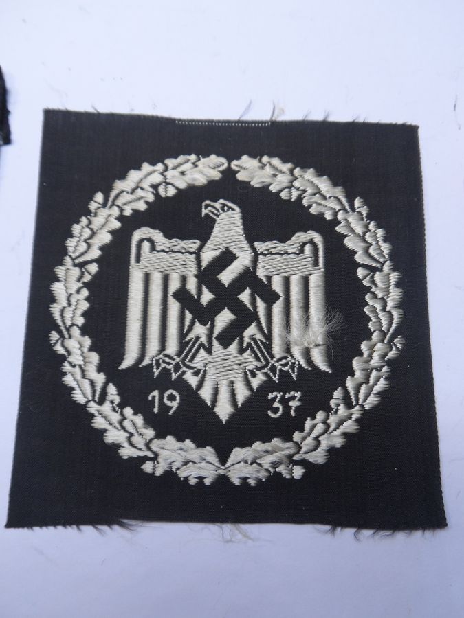 Antique Two WW2 German Medals and Ribbons plus Arm Patch