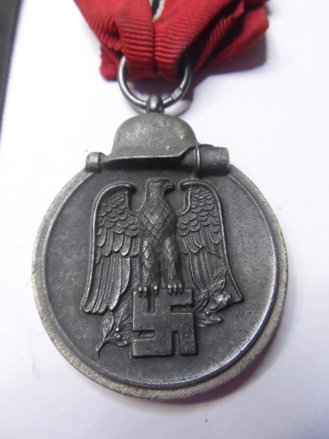 Antique Two WW2 German Medals and Ribbons plus Arm Patch