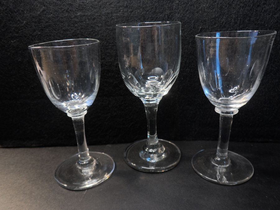 Three Nineteenth Century Tavern Wine Glasses