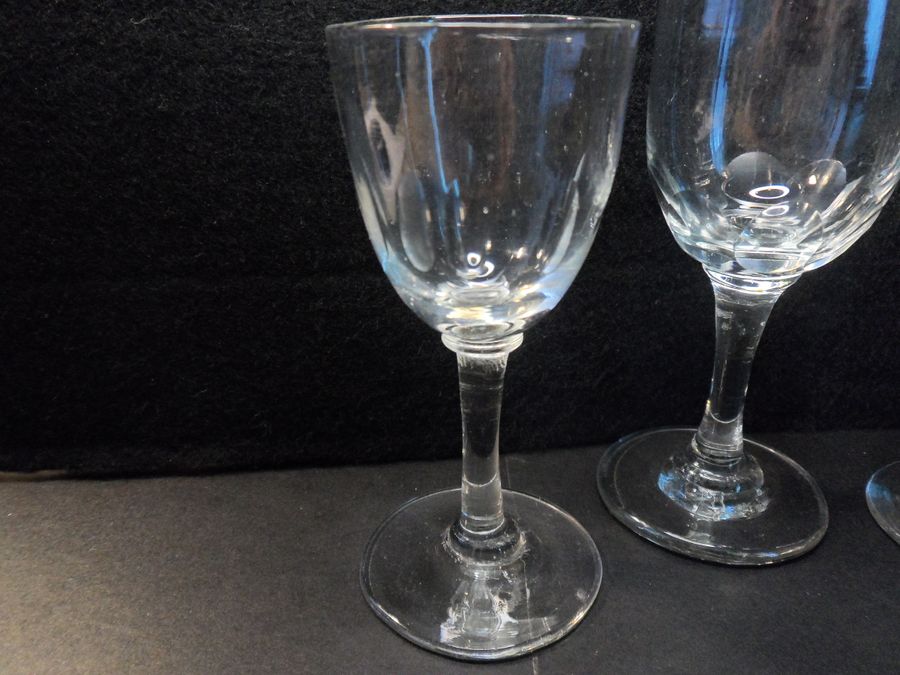 Antique Three Nineteenth Century Tavern Wine Glasses