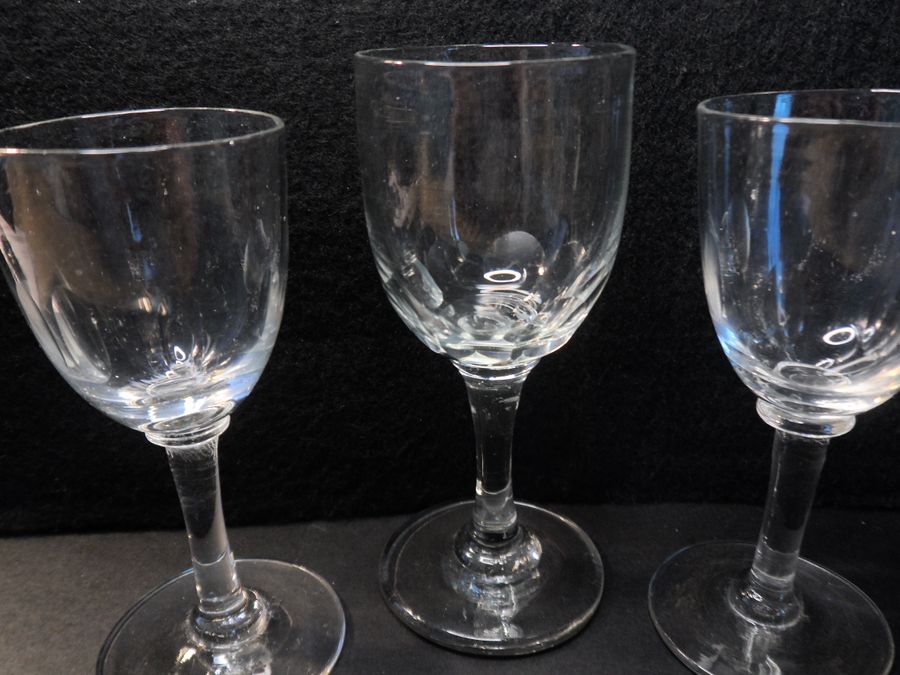 Antique Three Nineteenth Century Tavern Wine Glasses