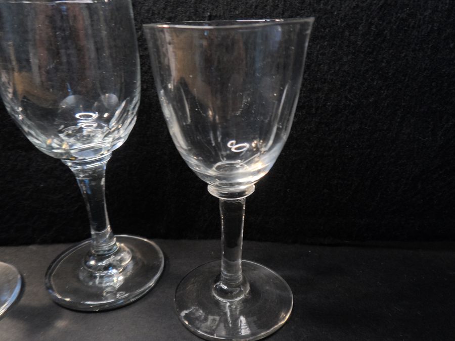 Antique Three Nineteenth Century Tavern Wine Glasses