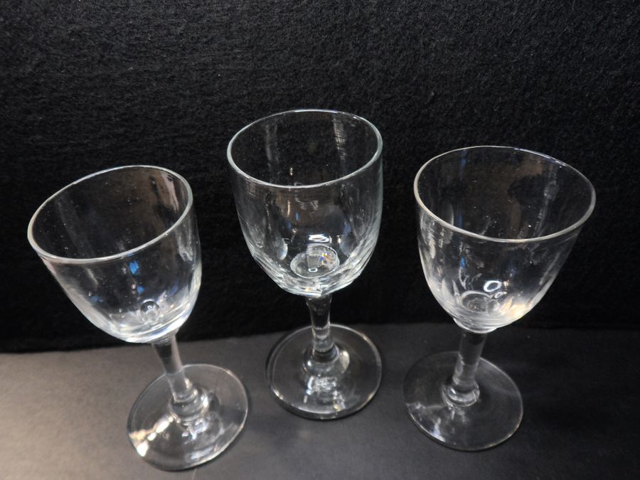 Antique Three Nineteenth Century Tavern Wine Glasses