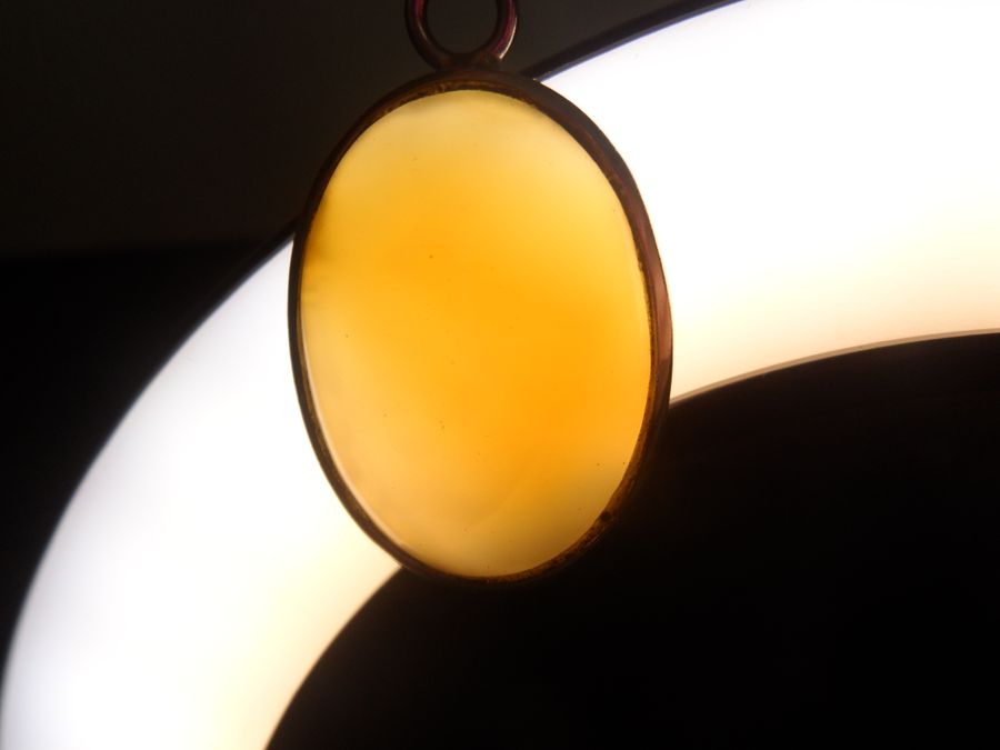 Antique Vintage 925 Silver & Smokey Amber Pendant and Chain