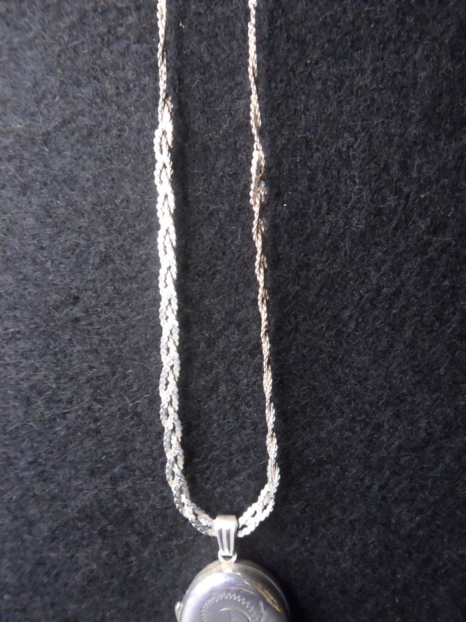 Antique Solid Silver Locket and Chain