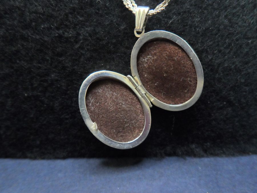 Antique Solid Silver Locket and Chain