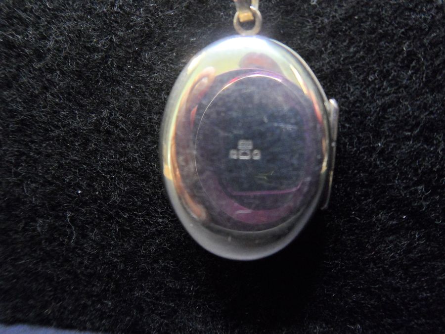 Antique Solid Silver Locket and Chain