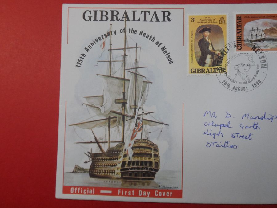 Antique 1980 Official First Day Cover of the 175th Anniversary of the Death of Lord Nelson