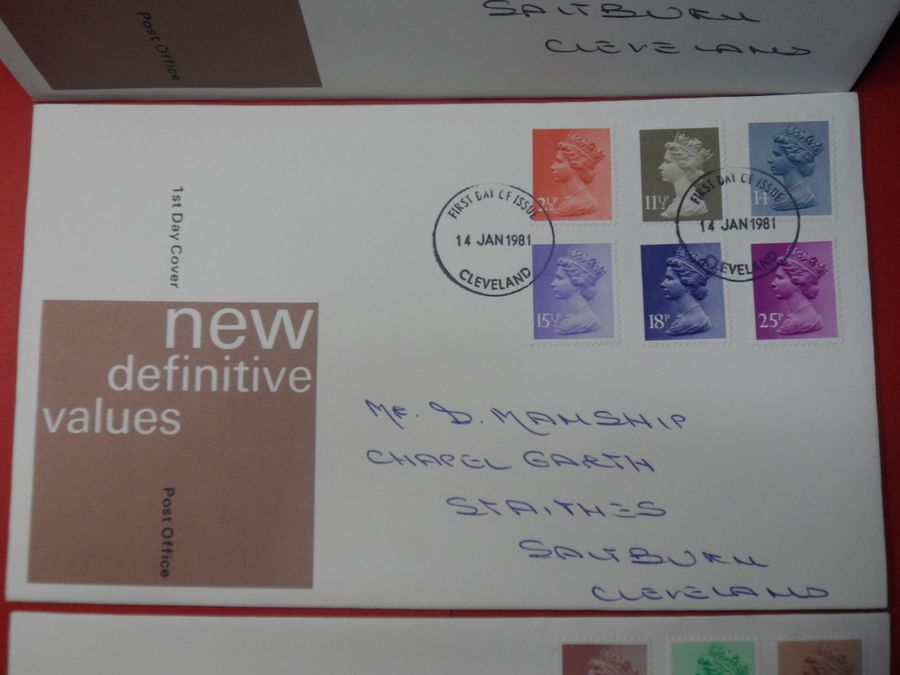 Antique Three Official First Day Covers of the New Definitive Values + Inserts.