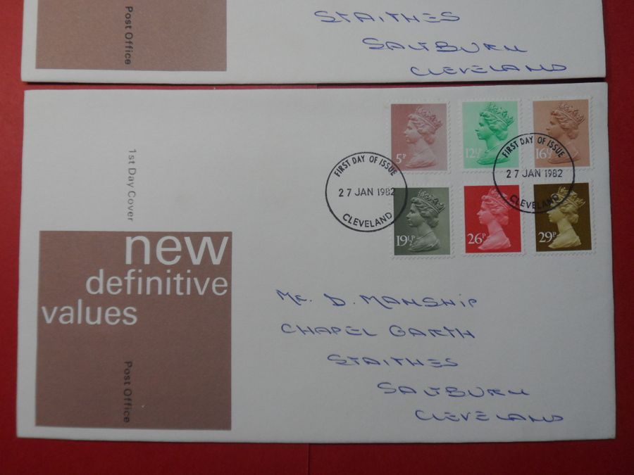 Antique Three Official First Day Covers of the New Definitive Values + Inserts.