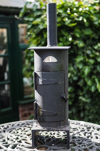 Antique Mini steel log burner stove ornament garden feature