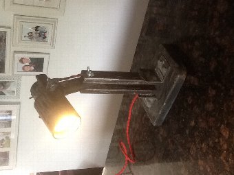 Rustic Steel  & slate retro table lamp light decoratiive steam punk ornament