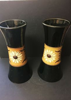 Two black and brown  Osmon & Co vases, early 20th Century 34 cm tall.