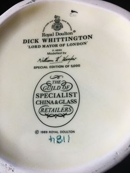 Antique Royal Doulton large character jug Dick Whittington.