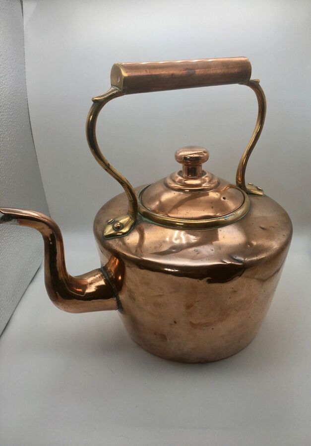 Antique 19th century copper and brass kettle.
