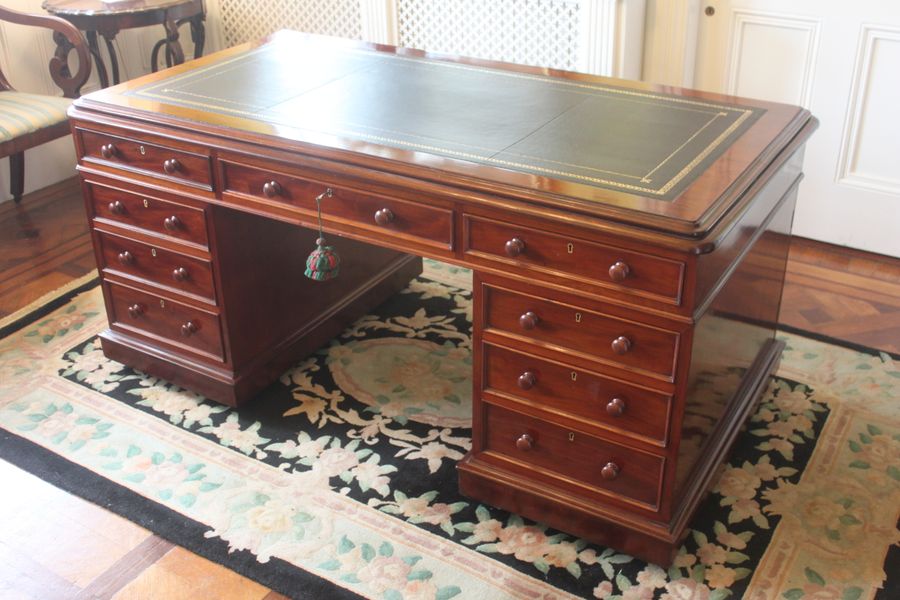 Antique A Victorian mahogany partners desk
