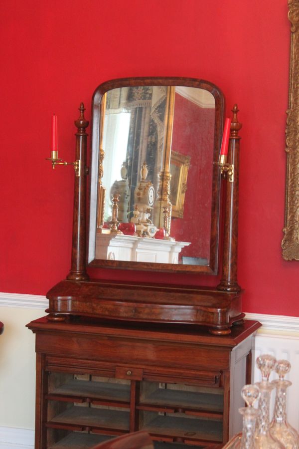 Antique An outstanding quality large Victorian burr walnut toilet mirror. 