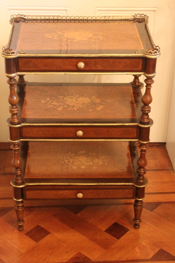 A fine French 19th century etagere with three drawers
