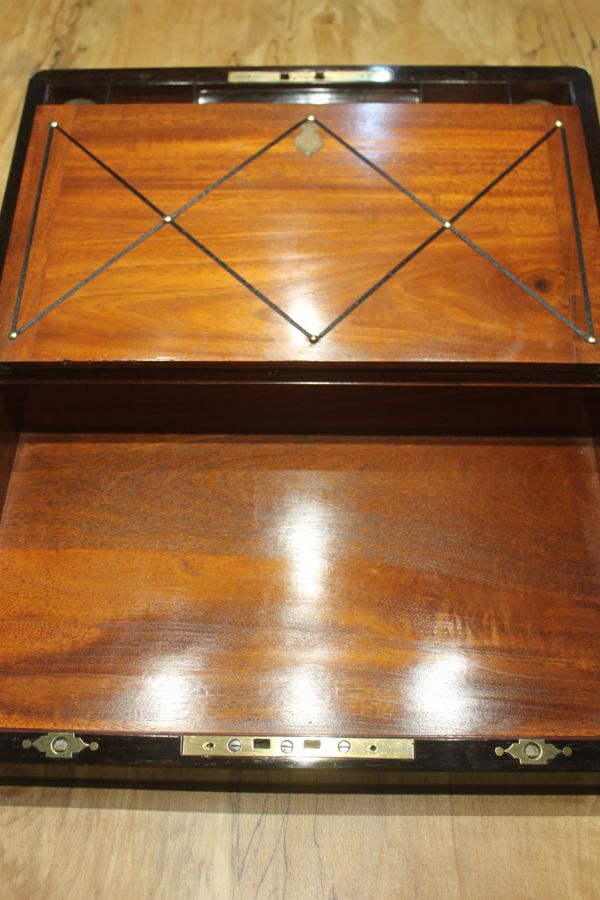Antique 19th century rosewood and brass inlaid writing slope