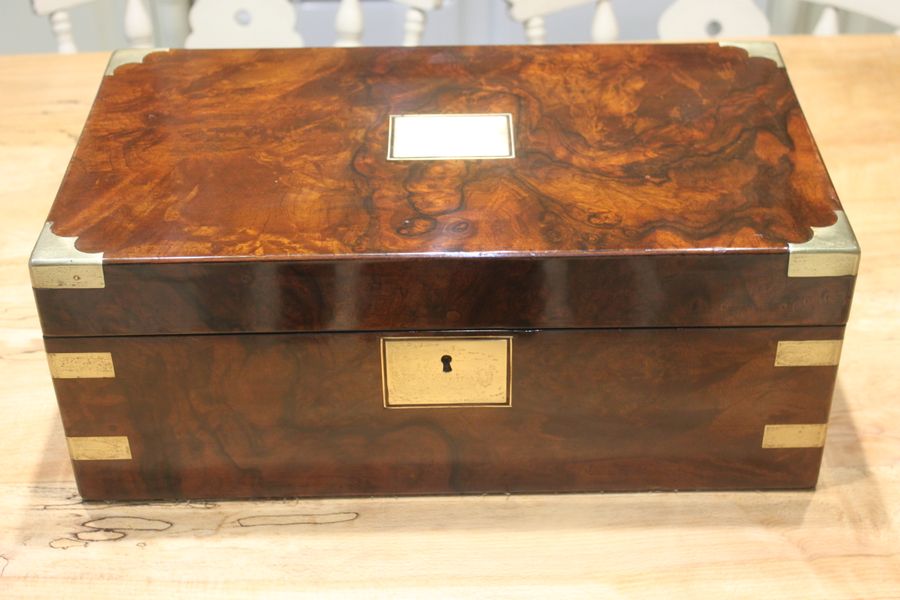 A large good quality burr walnut Victorian writing slope