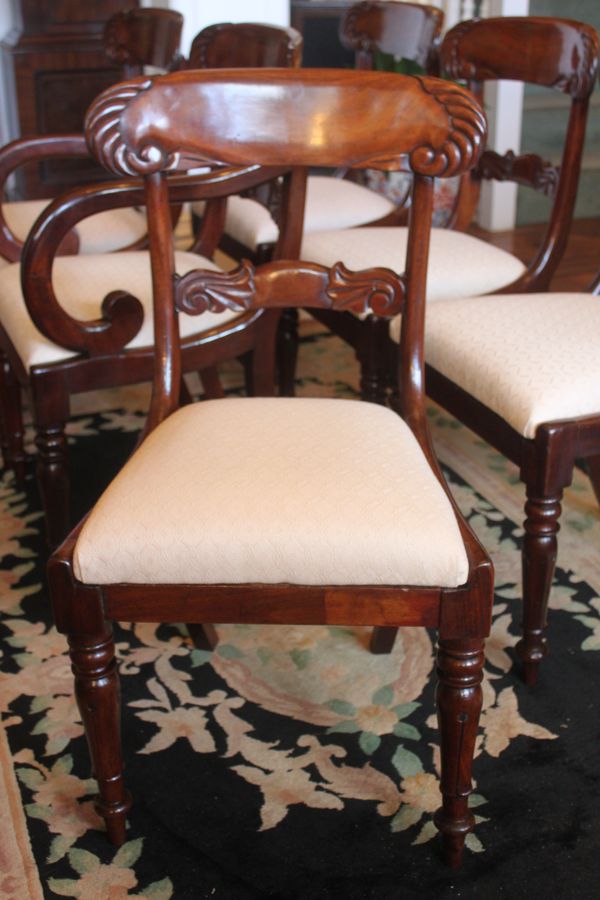 Antique Set of six William IV mahogany dining chairs with one armchair