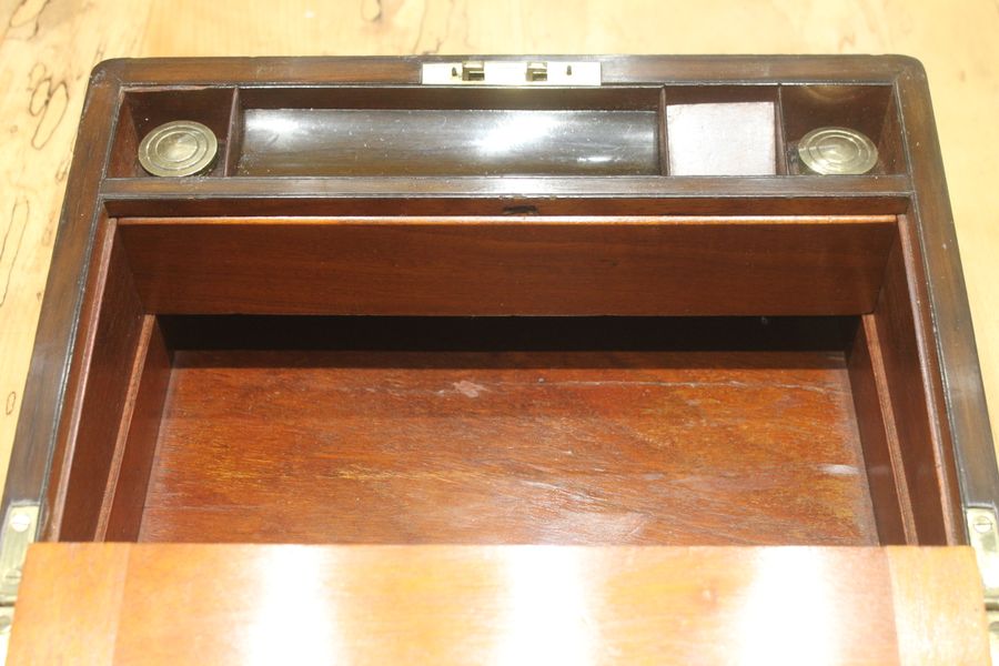 Antique High quality burr walnut writing slope with Bramah lock & key