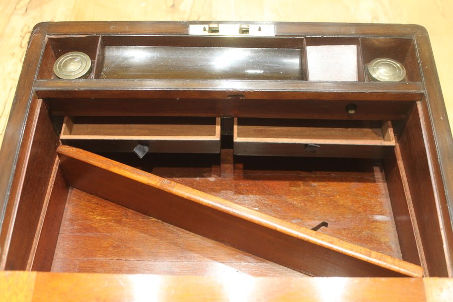 Antique High quality burr walnut writing slope with Bramah lock & key