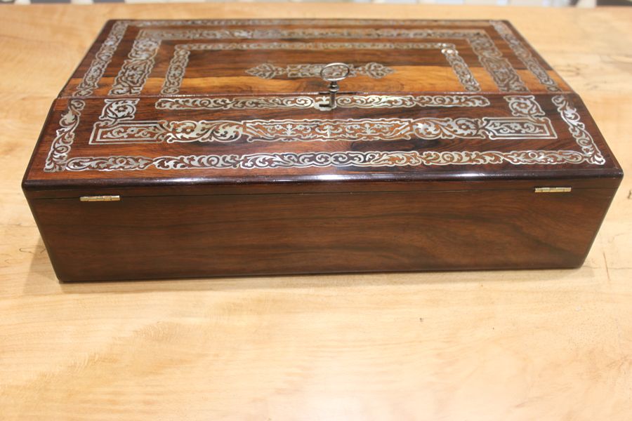 Antique Rosewood and MOP writing slope by George Austin, Dublin